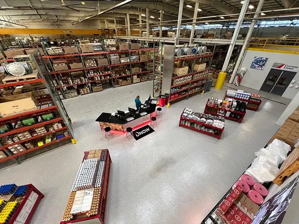 Photo of working in the DNOW PVF+ Supercenter in Odessa, TX, which has an extensive array of products. Our experts assist every step of the way. #pvf